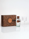 LE Tribute Countryside Limited Edition gin bottle and two crystal glasses next to its presentation box