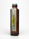 LE Tribute Olive Lemonade: Detailed view of the bottle with ribbed glass and prominent green label branding